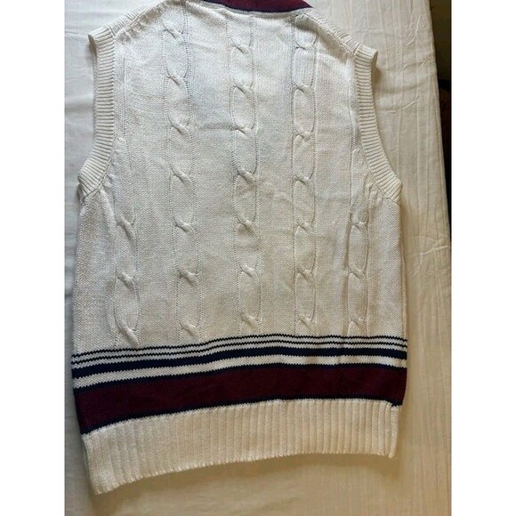 Vintage Izod Lacoste Sweater Vest Sz Medium Tennis Cable Knit - Picture 2 of 4